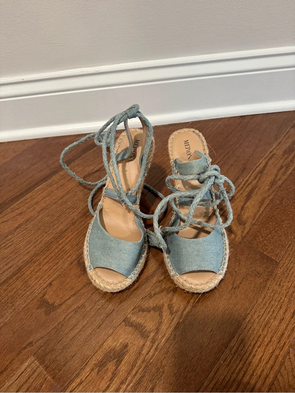 Merona Light Blue Lace-Up Espadrille Wedges